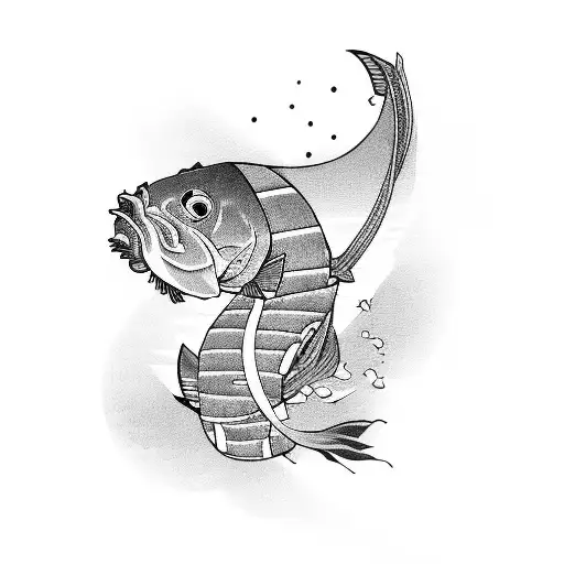 Samurai With Koi Fish