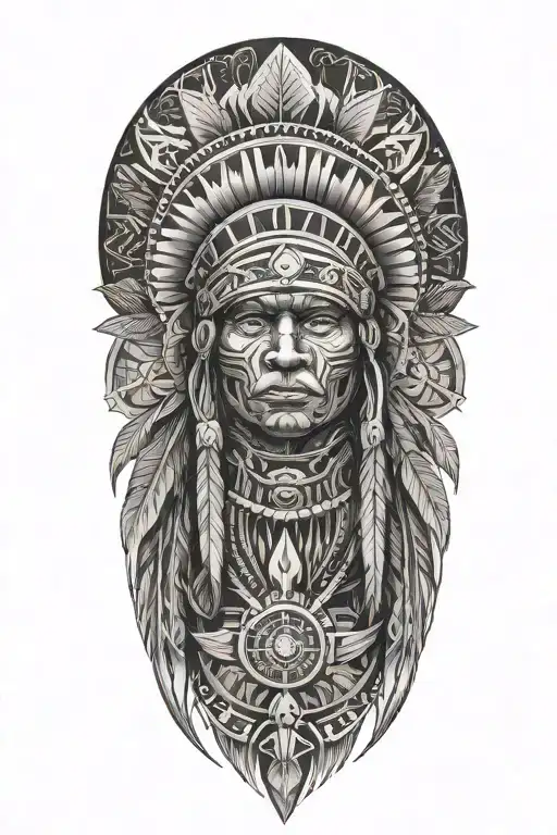 Arm Sleeve With Native American Elements Intertwined