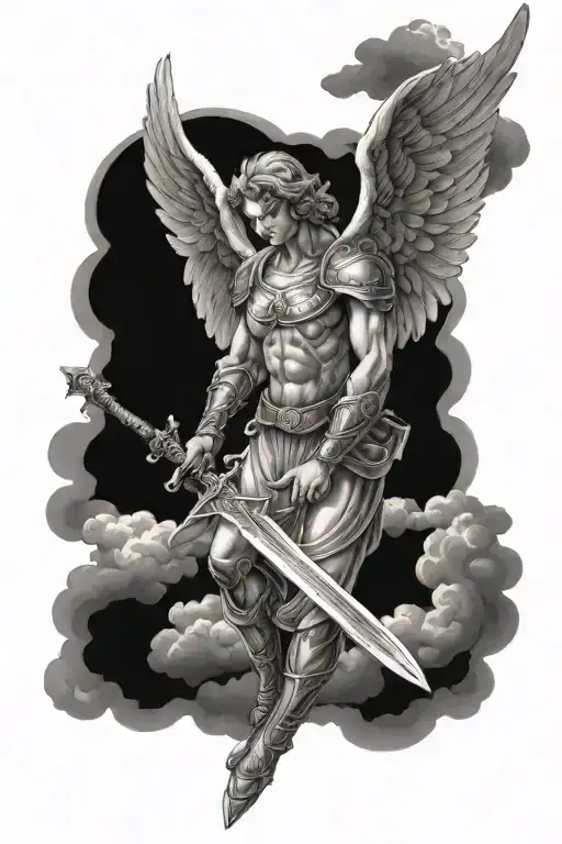 Angel Holding A Sword In The Sky