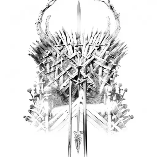 Ygdrasil With Iron Throne And Jon Snow Sword