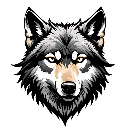 Stoic Wolf Head Surrounded