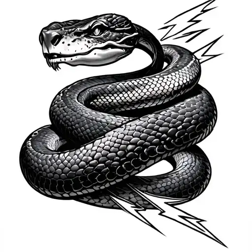 Snake On Top Of Lightning Tatto Design
