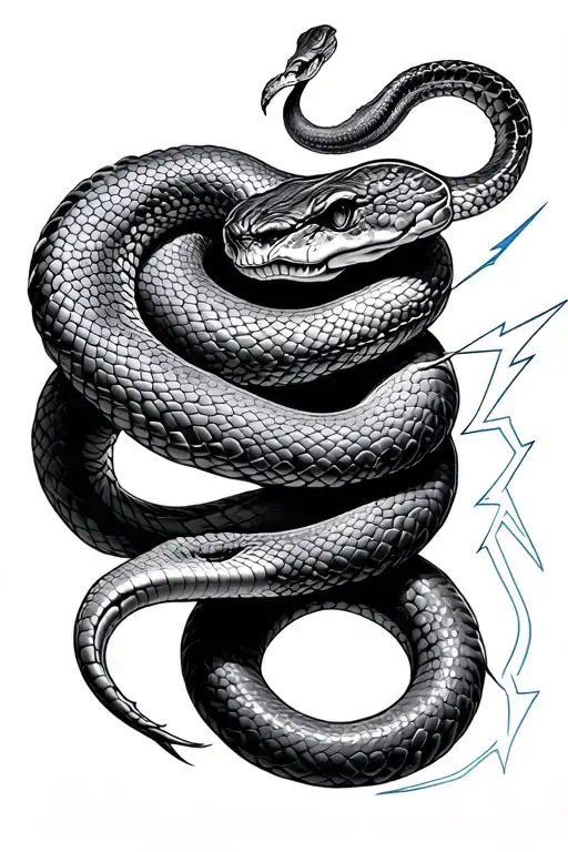 Snake On Top Of Lightning Tatto Design