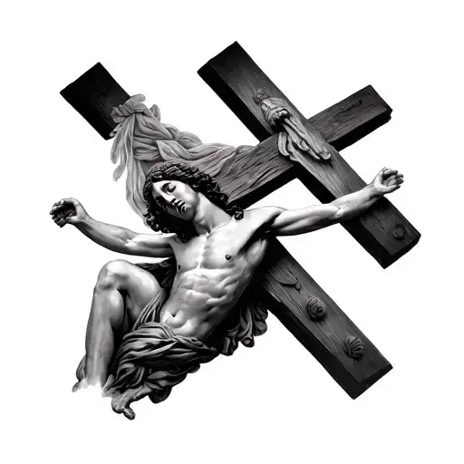 Jesus Crucified And Mariam Crying Below The Cross For Neck