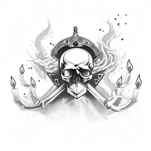 Skull With Ace Of Spades And Candles