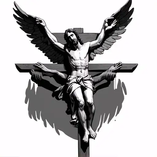Jesus Crucified Angel Without