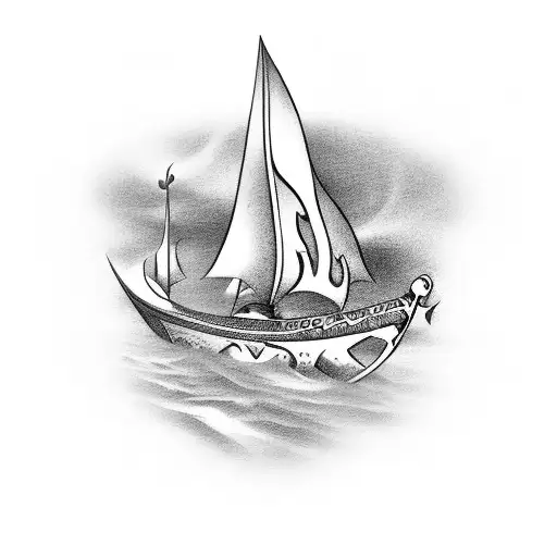 A Black And Grey Viking Ship Sailing On A Chessboard