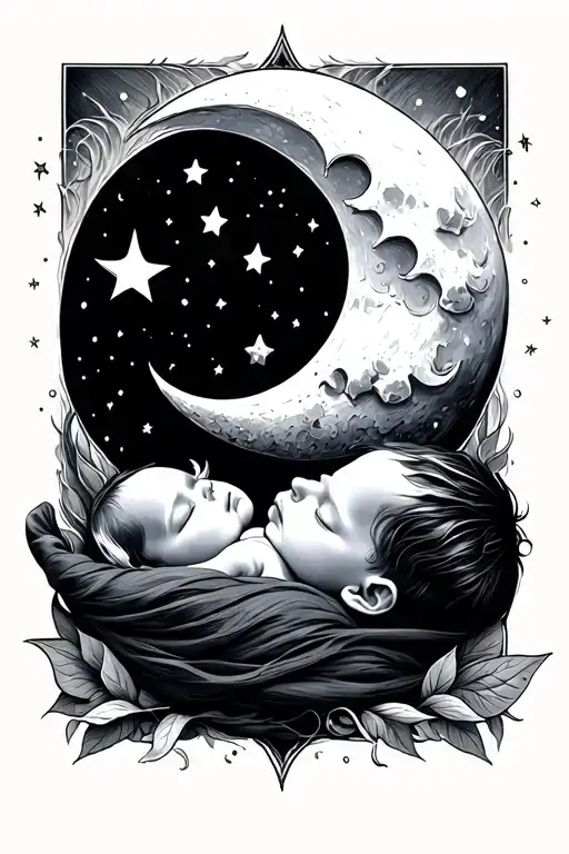 Baby Boy Sleeping Moon
