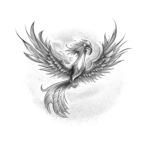 Create A Tattoo Of A Phoenix In A Unique And Abstract Style