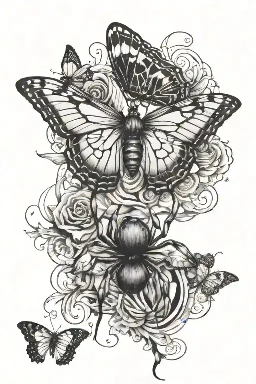 Spider And Butterfly 1 Half Of The