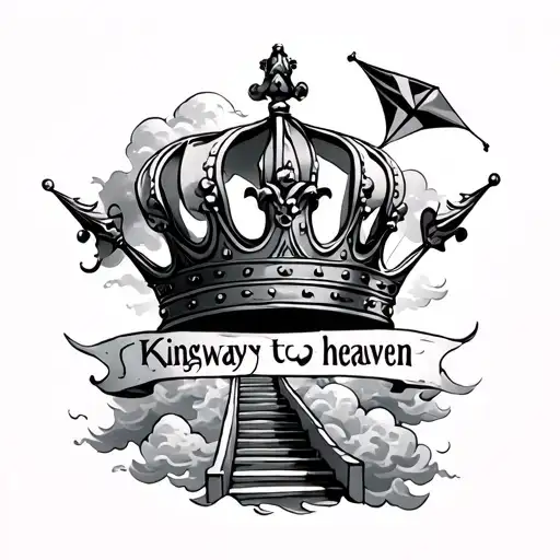 Crown With Name Kingstyn With Kites And Clouds And Stairway To Heaven