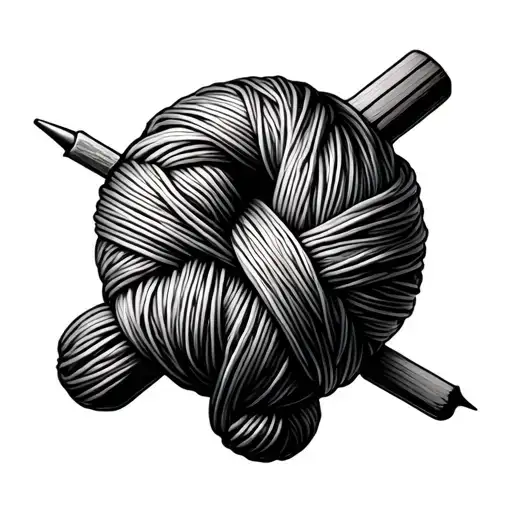 Semicolon Formed By A Ball Of Yarn And A Needle Symbolizing