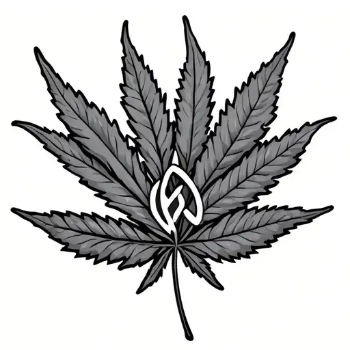Weed Leaf Outline With Infinity Symbol In The Middle