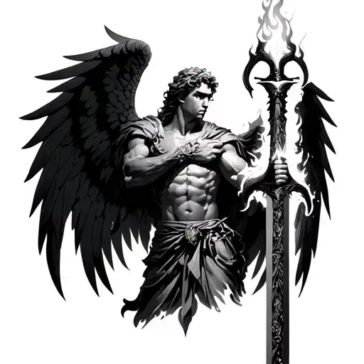 Archangel Michael In Person With Flame Sword