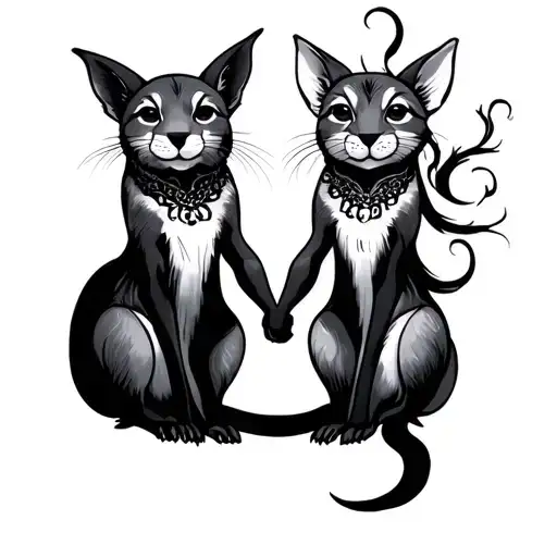 Animal Sisters Holding Hands