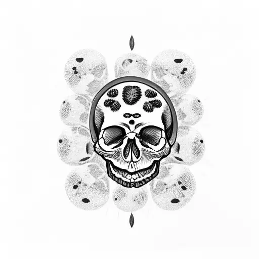Skull With Ladybugs