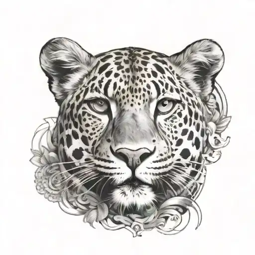 Leopard Portrait With A Psychology Symbol Integrated Into The Background