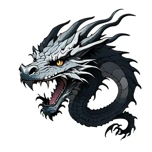 European Dragon With 7 Heads