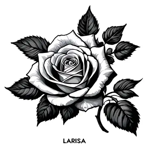 A Rose Spelling Larissa With The Stem