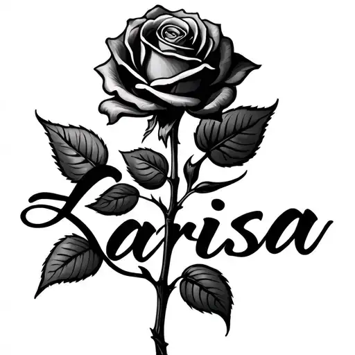 A Rose Spelling Larissa With The Stem Of The Rose Intertwined