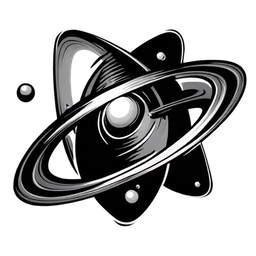 Spinning Top Orbiting Atom Symbol