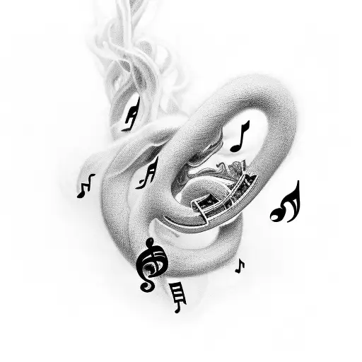 Music Notes Intertwined With Smoke In The Style Of Black-grey