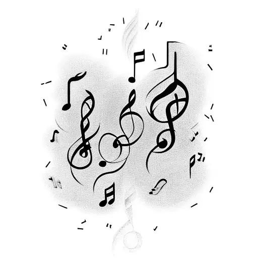 Music Notes Intertwined With Smoke In The Style Of Black-grey