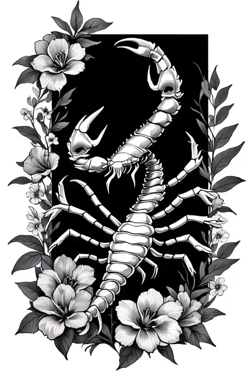 Scorpio And Flowers Surrounding
