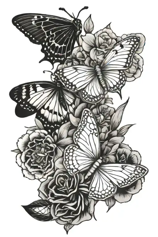 Fineline Tattoo Astrology Gemini Zodiac Sign Flowers And Butterflies