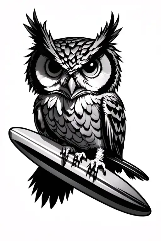Owl Holding A Surfboard