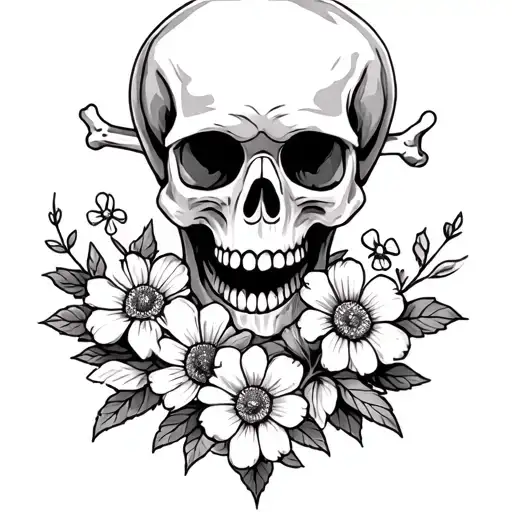 Dog Paw Skull And Cross Bones Flowers Growing