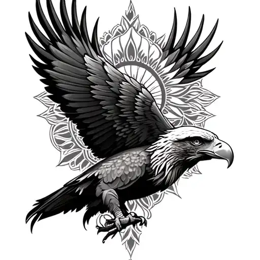 Tattoo Eagle With Mandela Theme For Men