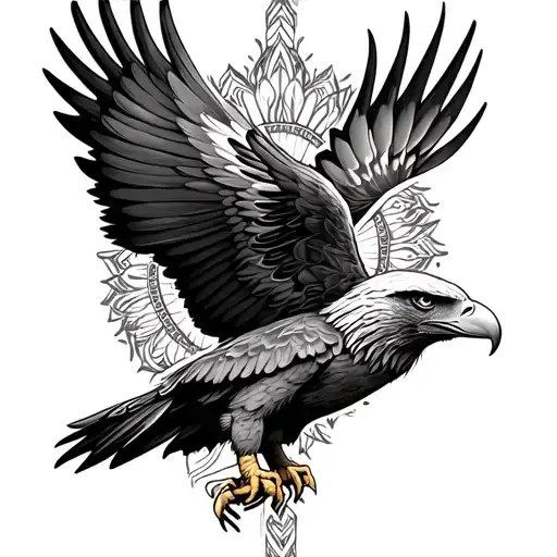 Tattoo Eagle With Mandela Theme For Men