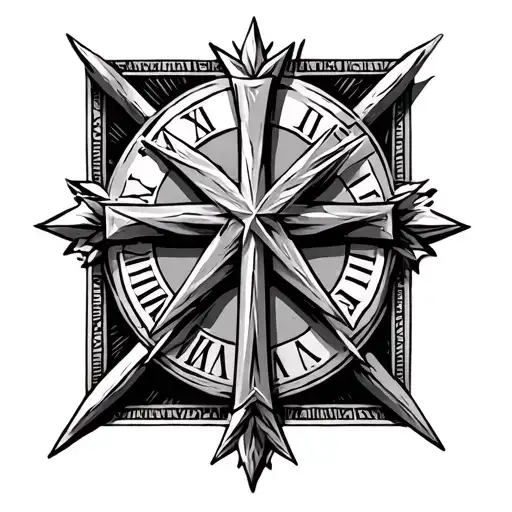 A Cross And A Star Behind It With Roman Numerals Below It