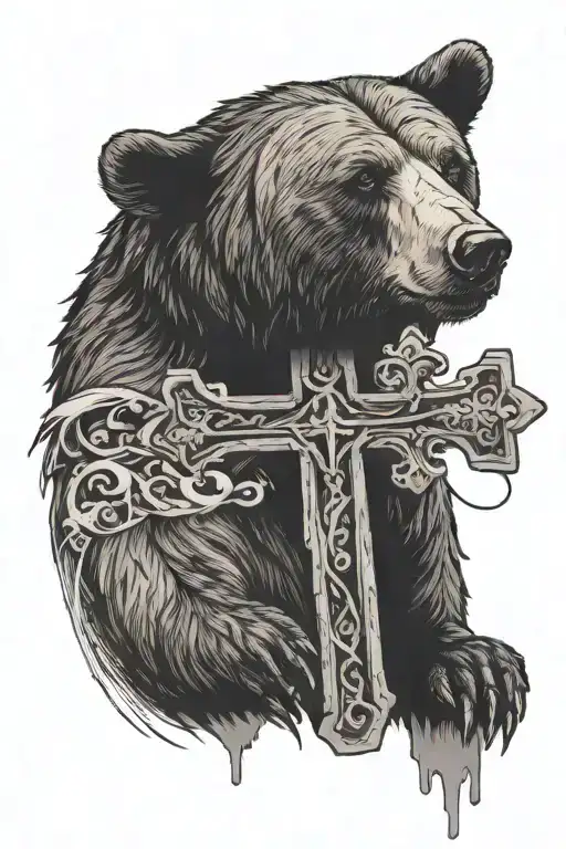 Bear And A Cross Of Jesus Christ
