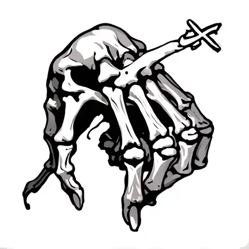 Skeleton Hand With X On It