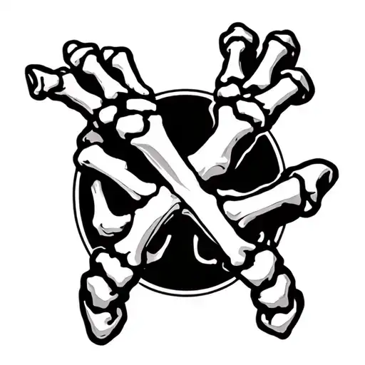 Skeleton Hand With X On Top Of It