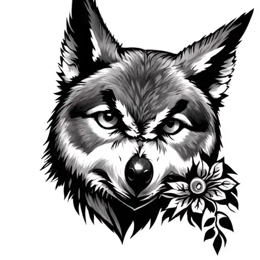 Wolf And Owl Heads Together And Inside