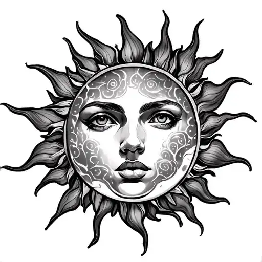 Sun Themed Tattoo Arm Sleeve