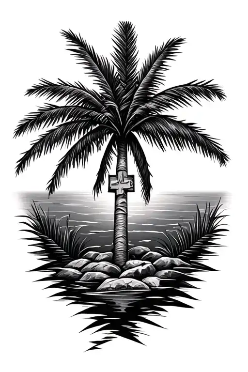 Christian Tattoo With Palm Tree