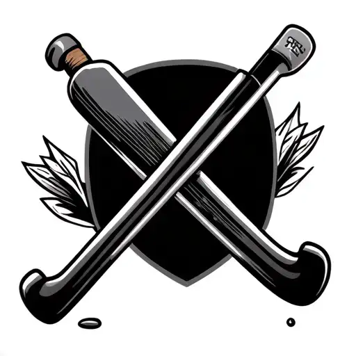 Golf Club And Hockey Stick Crossed