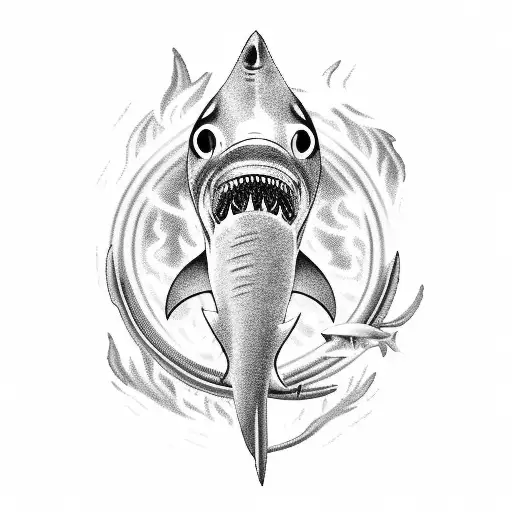 A Welding Torch Shaped Like A Shark Swimming Through A Sea Of Flames