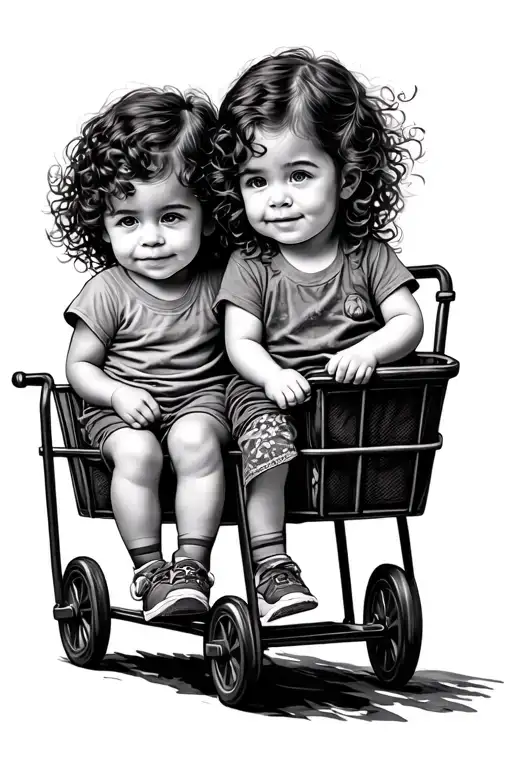 Two Children In A Cart