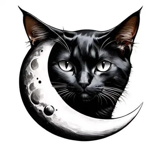 Black Cat With A Moon Surrounded