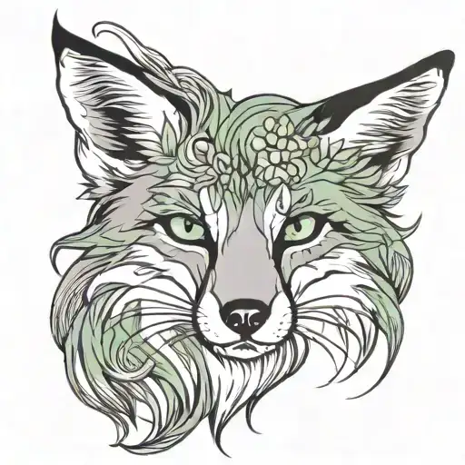 A Fox With Green Eyes And Long Hair Tattoo Holding Open
