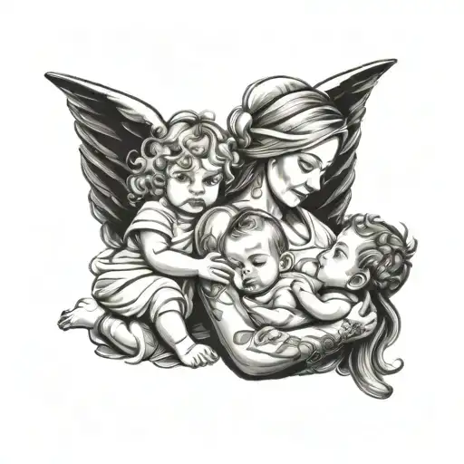 A Mom With Two Toddlers And An Infant With An Angel Baby