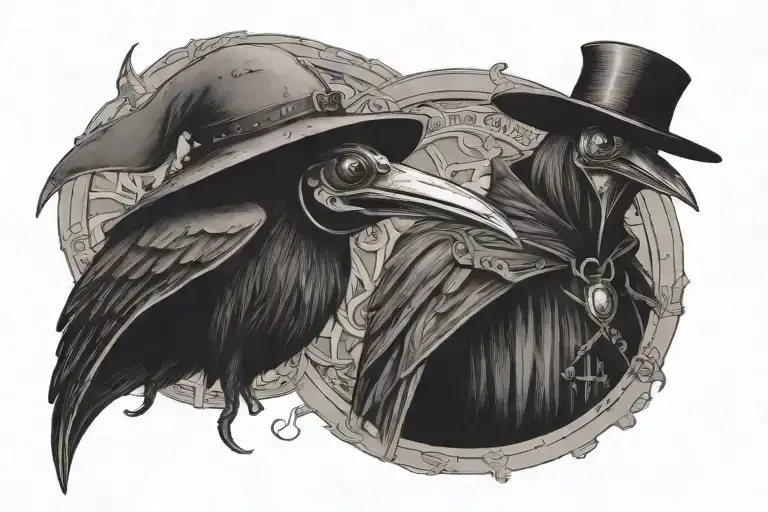 Steam Punk Plague Doctor And Raven