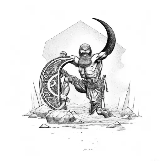 Atlas Kneeling While Carrying A Crescent Moon