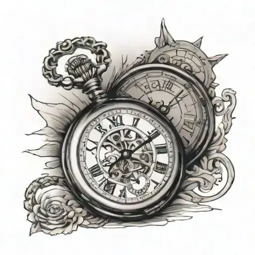 Pocket Watch Sunset Back Ground