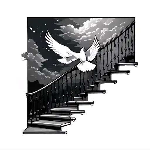 Cloudy Stair Way To Heaven With Doves
